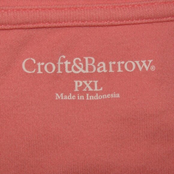 Croft & Borrow Orange 3/4 Sleeve Pullover Top with Floral Overlay Size PXL C1221 - Picture 6 of 7